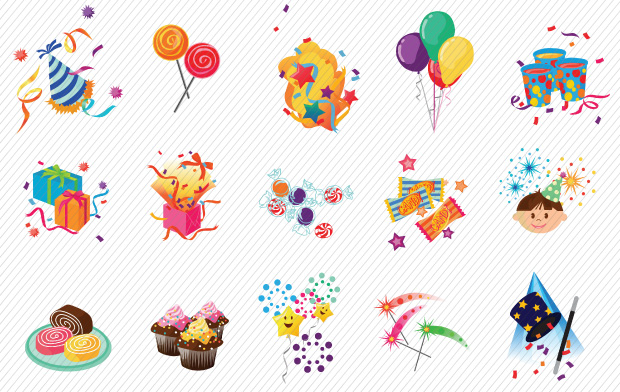 It is a great vector art pack to use for birthday party cards