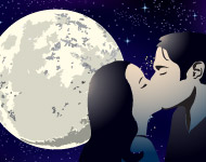Lovers Under The Moon Vector