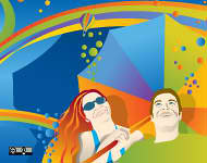 Colorful Umbrella Vector Graphic