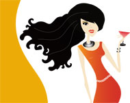 Lady With Wine Vector