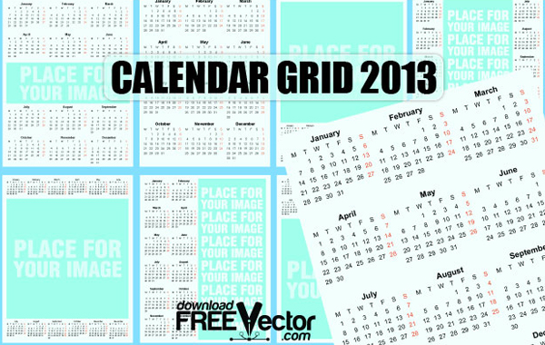 Calendar Grid Template Vector Free Vectors Graphics