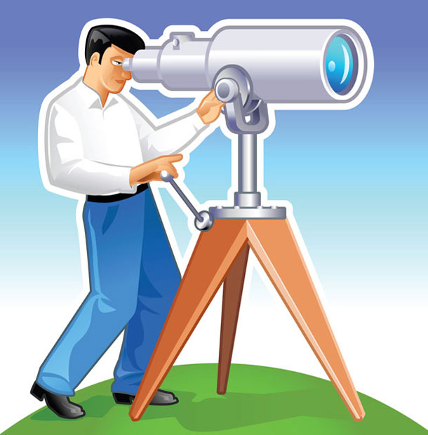 Vector Man With Telescope